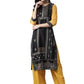 Ahalyaa Black & Grey Screen Print Straight Kurta | Swadesiicart