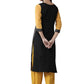 Ahalyaa Black & Grey Screen Print Straight Kurta | Swadesiicart