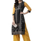 Ahalyaa Black & Grey Screen Print Straight Kurta | Swadesiicart