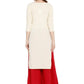 Ahalyaa Women Cream-Coloured Printed Straight Kurta | Swadesiicart