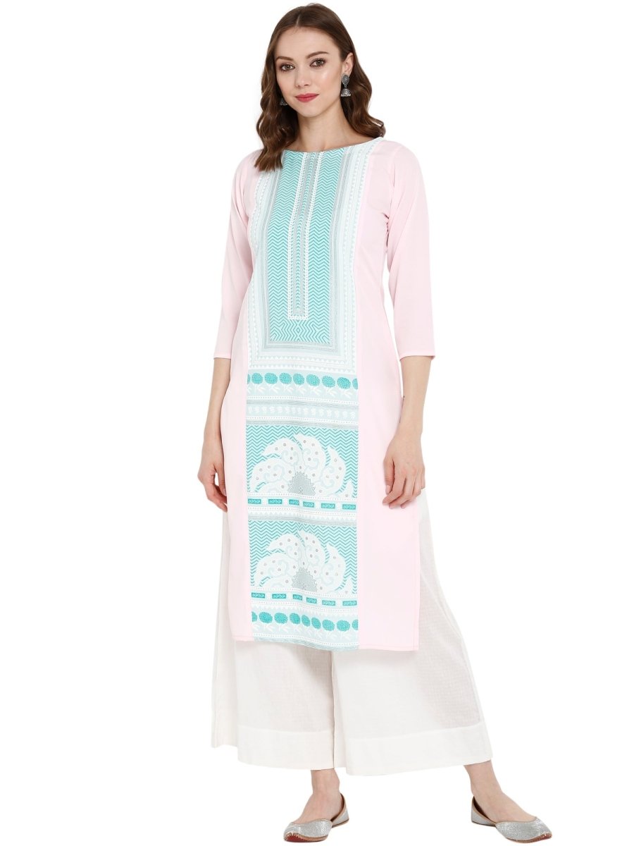 Ahalyaa Women Pink Printed Straight Kurta | Swadesiicart