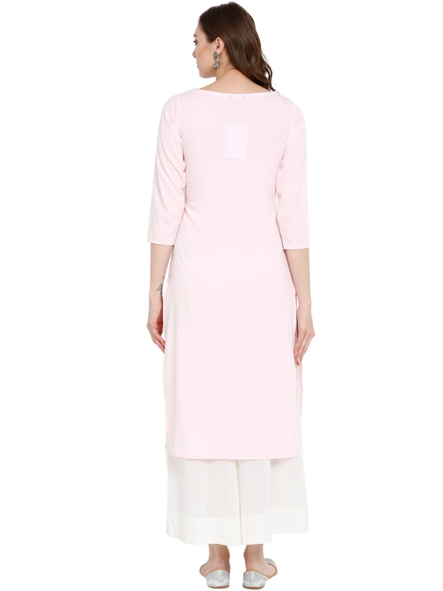 Ahalyaa Women Pink Printed Straight Kurta | Swadesiicart