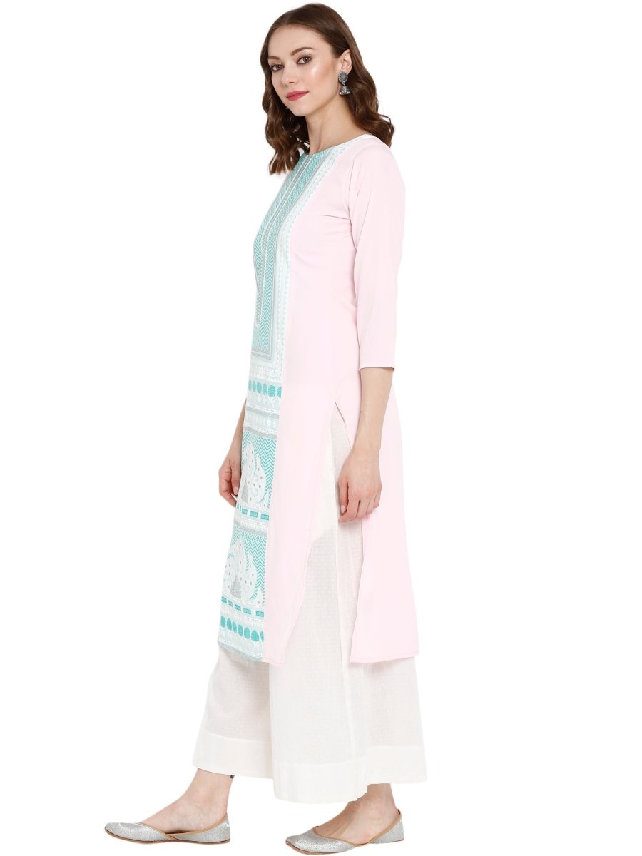 Ahalyaa Women Pink Printed Straight Kurta | Swadesiicart