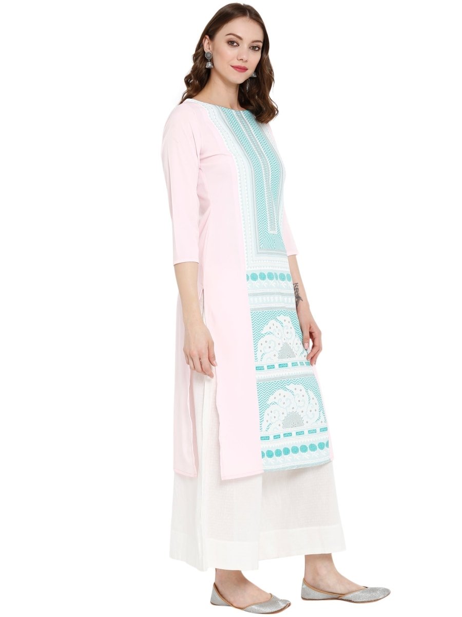 Ahalyaa Women Pink Printed Straight Kurta | Swadesiicart