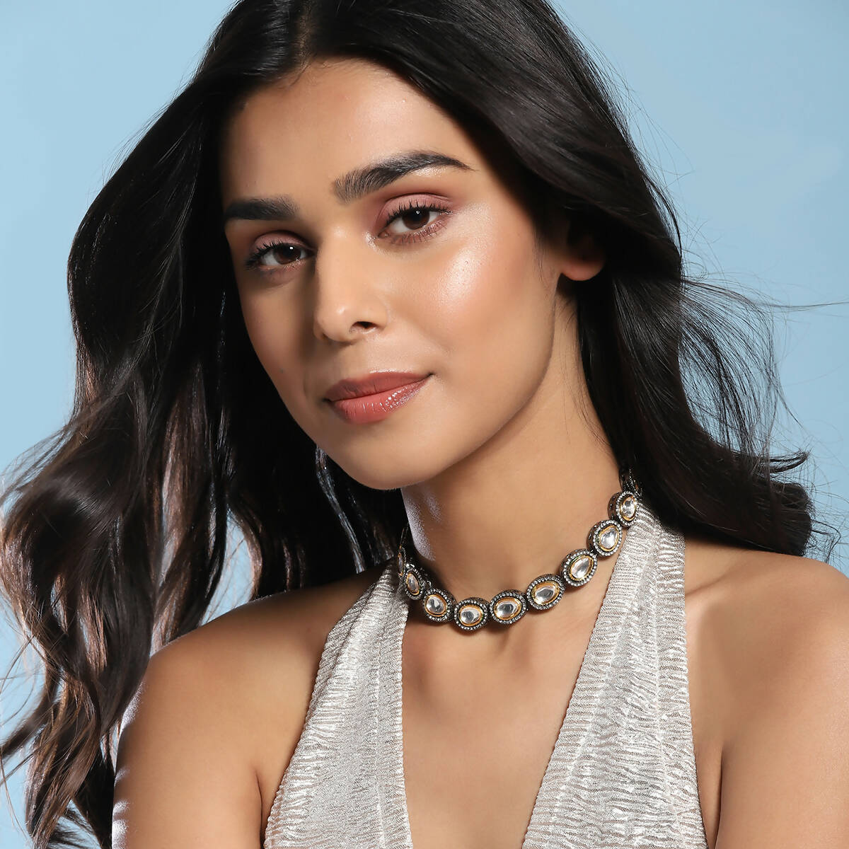 Silver-Toned Brass Rhodium-Plated Necklace - Ruby Raang | Swadesiicart