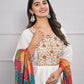 White Viscose Silk Embroidery with Thread and sequence Stitched Suit With Dupatta - Tanisha | Swadesiicart