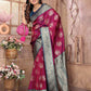 Joban Fashion Magenta Banarasi Soft Silk Woven Saree | Swadesiicart