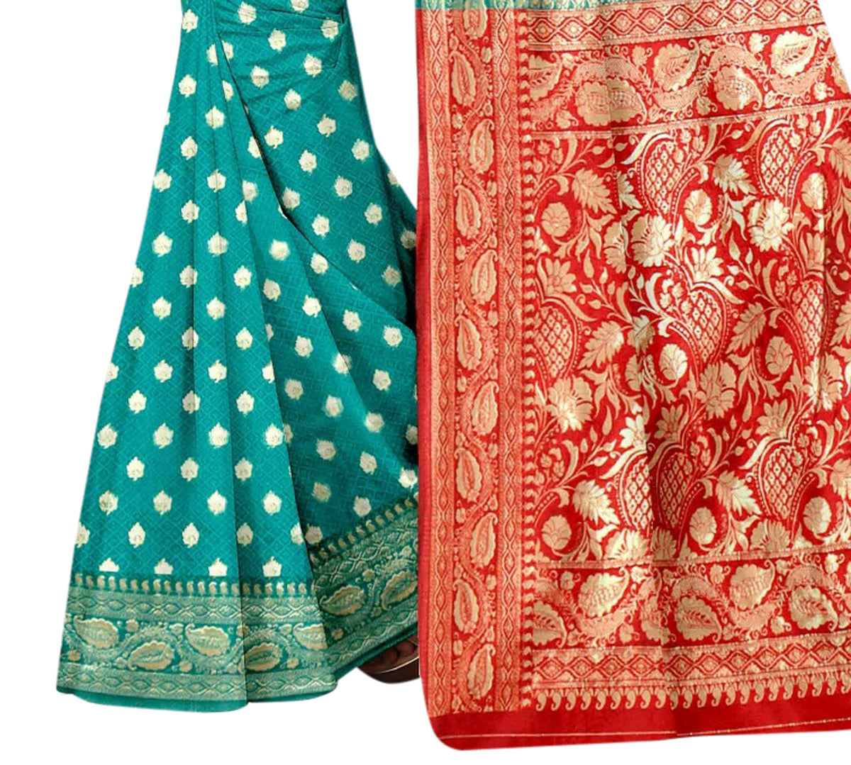 Vamika Rama Green Weaving Banarasi Jacquard Saree | Swadesiicart