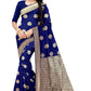 Vamika Blue Weaving Banarasi Jacquard Saree | Swadesiicart