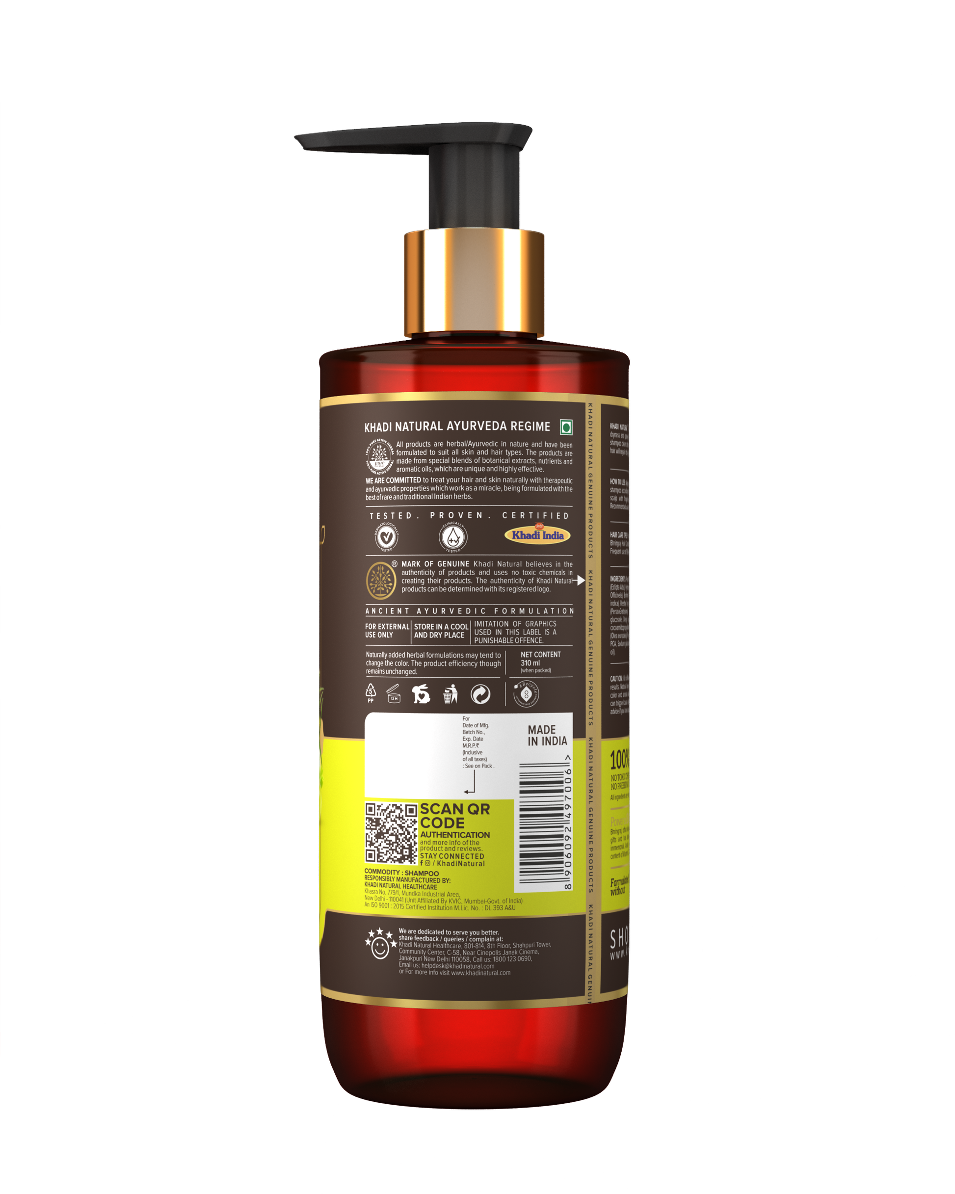 Khadi Natural Amla & Bhringraj Hair Cleanser - SLS, Parabens, Color, Salt & Artificial Fragrance Free - 310ml