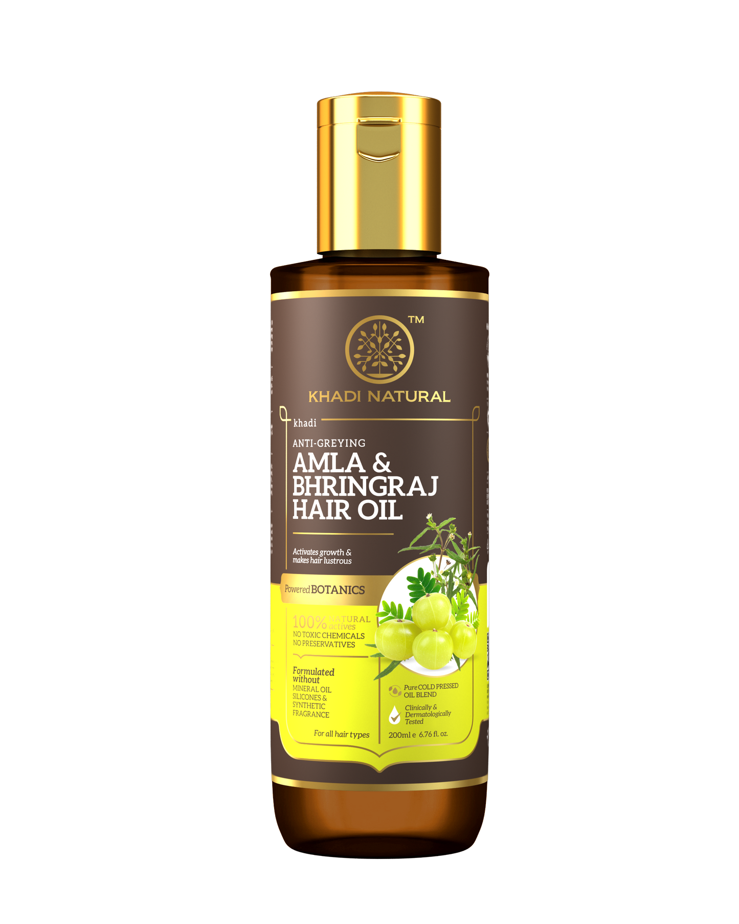 Khadi Natural Amla & Bhringraj Hair Oil - Mineral Oil, Silicones, Synthetic Fragrance Free - 200ml