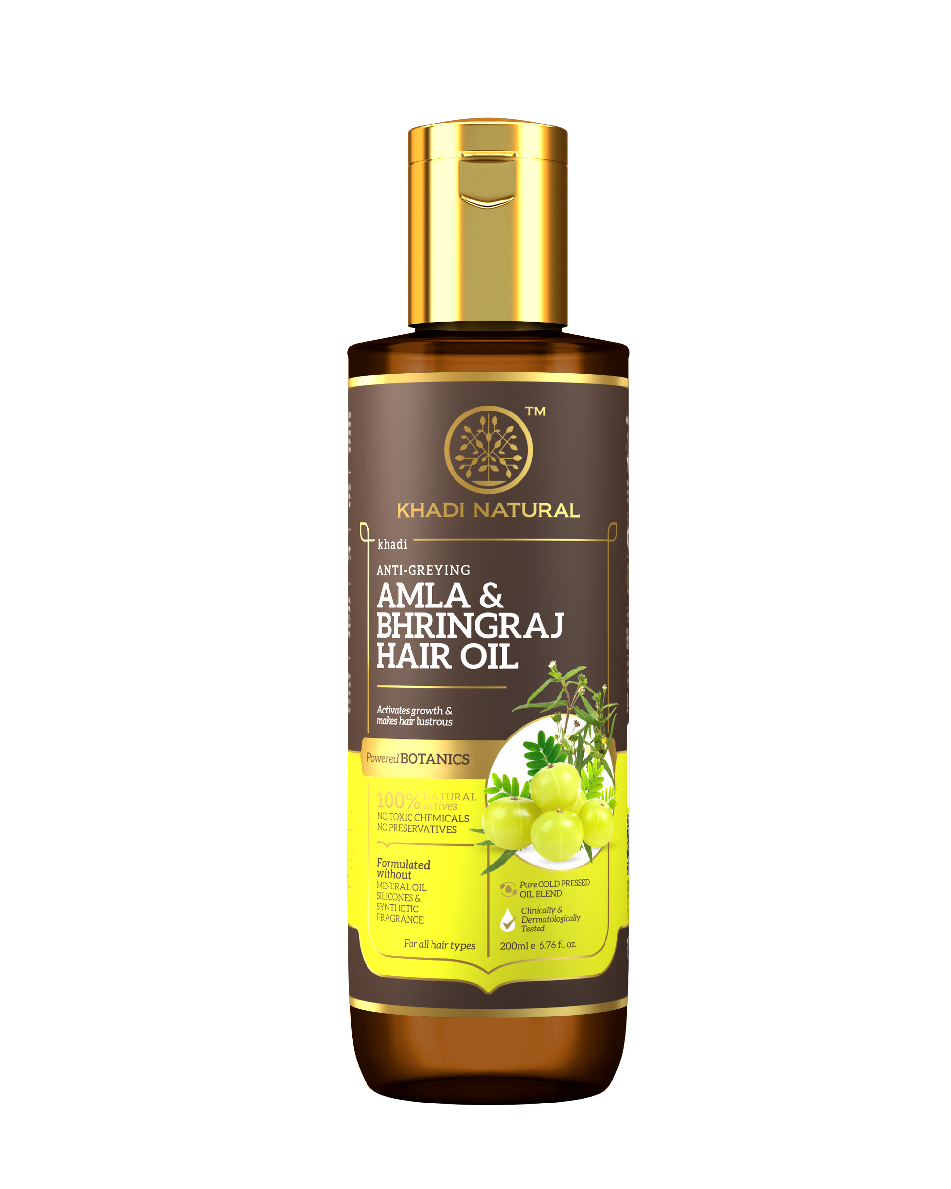Khadi Natural Amla & Bhringraj Hair Oil - Mineral Oil, Silicones, Synthetic Fragrance Free - 200ml