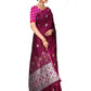 Vamika Weaving Banarasi Jacquard Maroon Kanjivaram Saree | Swadesiicart