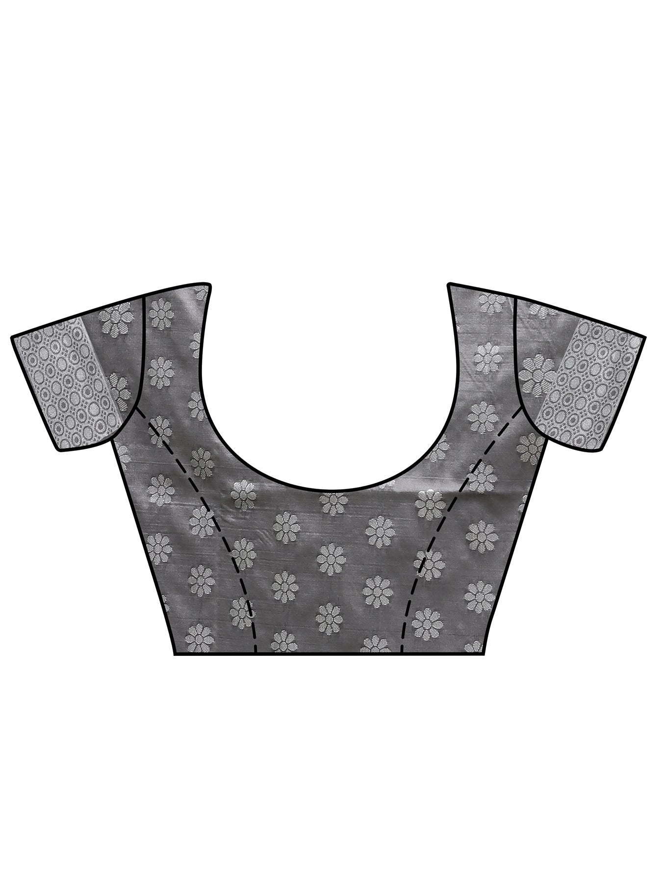 Vamika Weaving Banarasi Jacquard Grey Kanjivaram Saree | Swadesiicart