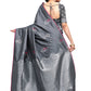 Vamika Weaving Banarasi Jacquard Grey Kanjivaram Saree | Swadesiicart