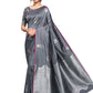 Vamika Weaving Banarasi Jacquard Grey Kanjivaram Saree | Swadesiicart