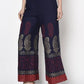 Aniyah Rayon Navy Blue Color Block Print Flared Slip-On Palazzo (AN-178K)