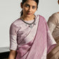 Shree Shyam Fashion Elegant Mauve Woven Linen Saree with Contrast Zari Border & Tassels - Soft & Breathable Party Wear