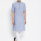 Even Apparels Blue Men's H/S Pure Cotton Kurta With Band Collar | Swadesiicart