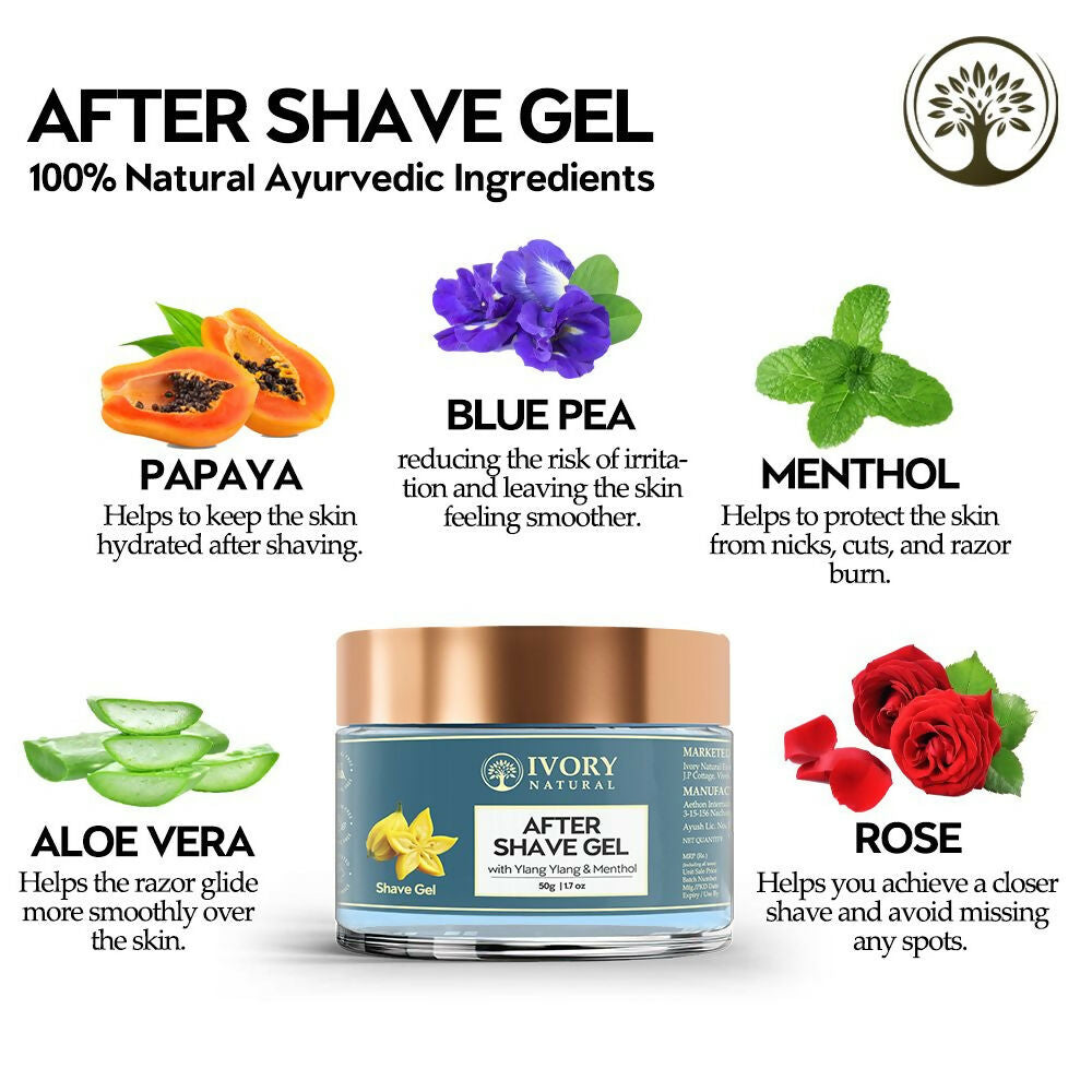 Ivory Natural After Shave Gel For Gentle Post-Shave, Reduced Facial Worries | Swadesiicart