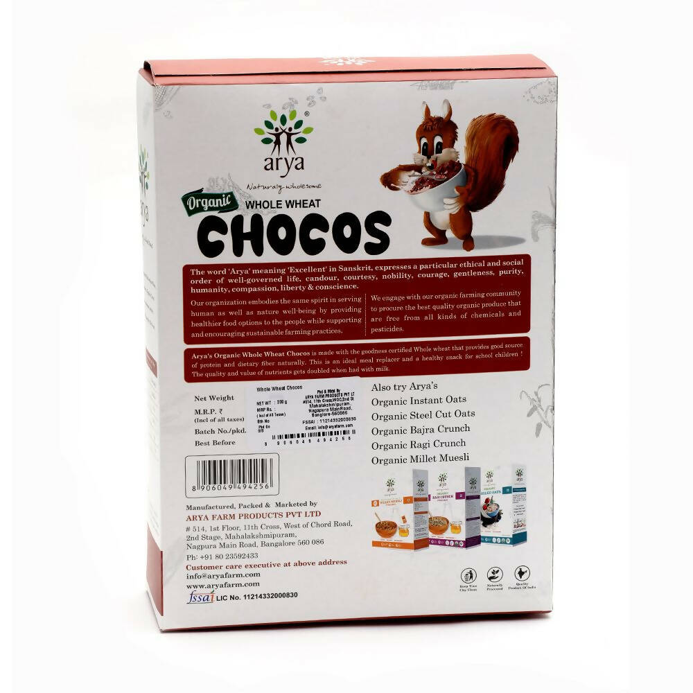 Arya Farm Organic Whole Wheat Chocos - Swadesiicart
