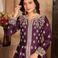 Myra Wine Art silk Embroidered Pant Style Anarkali Suit | Swadesiicart
