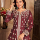 Myra Maroon Art silk Embroidered Pant Style Anarkali Suit | Swadesiicart