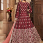 Myra Maroon Art silk Embroidered Pant Style Anarkali Suit | Swadesiicart