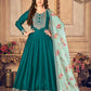 Myra Rama Green Silk Slub Embroidered Anarkali Suit | Swadesiicart