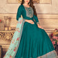 Myra Rama Green Silk Slub Embroidered Anarkali Suit | Swadesiicart