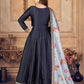 Myra Navy Blue Silk Slub Embroidered Anarkali Suit | Swadesiicart