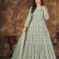 Myra Dusty Pista Butterfly Net Embroidered Anarkali Suit | Swadesiicart