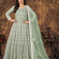 Myra Dusty Pista Butterfly Net Embroidered Anarkali Suit | Swadesiicart