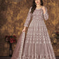 Myra Dusty Brown Butterfly Net Embroidered Anarkali Suit | Swadesiicart