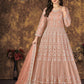 Myra Dusty Peach Butterfly Net Embroidered Anarkali Suit | Swadesiicart