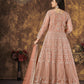 Myra Dusty Peach Butterfly Net Embroidered Anarkali Suit | Swadesiicart