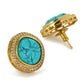 Blue Gold-Polished Handcrafted Studs Earrings - Ruby Raang - Swadesiicart
