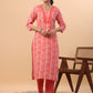Janasya Regular Poly Cotton Red Printed Square Neck Set - Swadesiicart