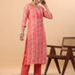 Janasya Regular Poly Cotton Red Printed Square Neck Set - Swadesiicart