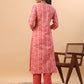 Janasya Regular Poly Cotton Red Printed Square Neck Set - Swadesiicart