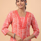 Janasya Regular Poly Cotton Red Printed Square Neck Set - Swadesiicart
