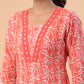 Janasya Regular Poly Cotton Red Printed Square Neck Set - Swadesiicart