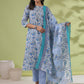Janasya Regular Poly Cotton White Floral Round Neck Kurta Set - Swadesiicart