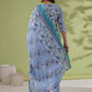 Janasya Regular Poly Cotton White Floral Round Neck Kurta Set - Swadesiicart