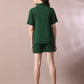 Myshka Women's Green Solid Shirt Collar Party Shirt With Shorts Co-ord set - Swadesiicart