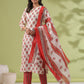 Janasya Regular Poly Cotton Cream Ethnic Motifs Notch Neck Set - Swadesiicart