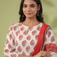 Janasya Regular Poly Cotton Cream Ethnic Motifs Notch Neck Set - Swadesiicart