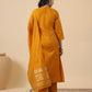 Janasya Regular Magics Slub Mustard Embroidered Round Neck Kurta,Bottom & Dupatta | Swadesiicart
