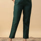 Janasya Straight Magics Slub Dark Green Yoke Embroidery Round Neck Kurta,Bottom & Dupatta | Swadesiicart