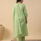 Janasya Straight Magics Slub Green Embroidered Round Neck Kurta,Bottom & Dupatta | Swadesiicart